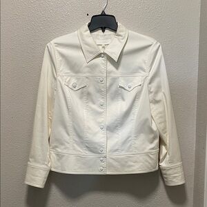 Frame Denim Le Vintage White Cream Stretch Cotton Trucker Jacket